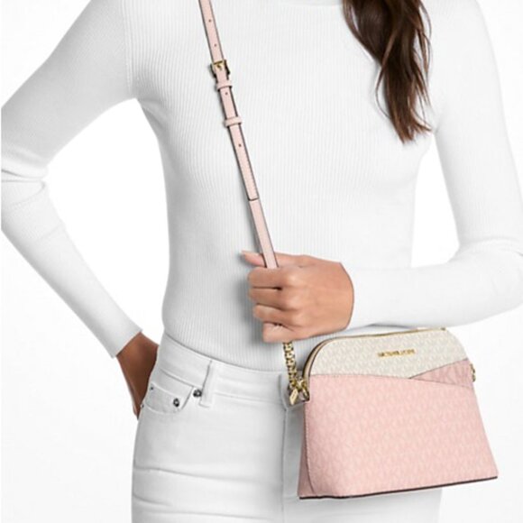 New Michael Kors Jet Set Travel Medium Dome Crossbody Powder Blush Multi - Picture 5 of 5